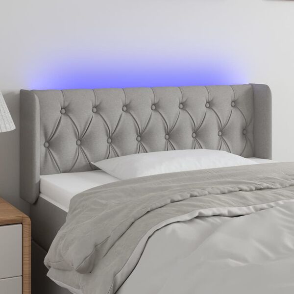 vidaXL T&ecirc;te de lit &agrave; LED Gris clair 103x16x78/88 cm Tissu