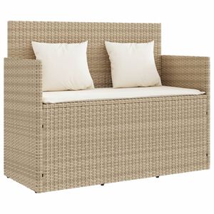 vidaXL Banc de jardin avec coussins beige r&eacute;sine tress&eacute;e