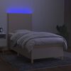 vidaXL Sommier &agrave; lattes de lit et matelas et LED Cr&egrave;me 90x190 cm Tissu