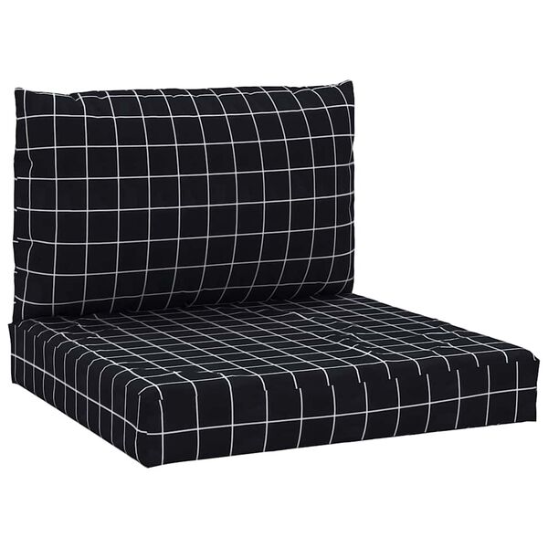 vidaXL Coussins de palette lot de 2 motif &agrave; carreaux noir tissu Oxford