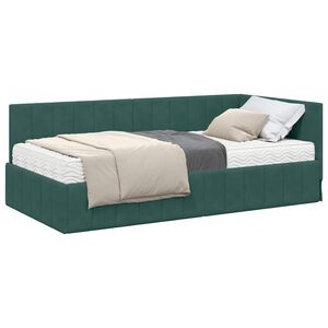 vidaXL Cadre de lit d'angle avec matelas 2 pcs Vert Velours