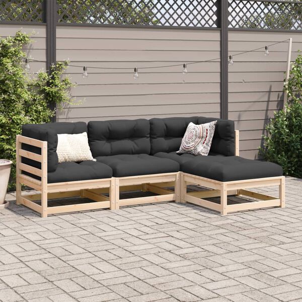 vidaXL Salon de jardin 4 pcs bois massif de pin
