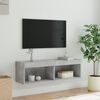vidaXL Meuble TV avec lumi&egrave;res LED gris b&eacute;ton 100x30x30 cm