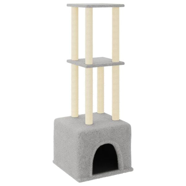 vidaXL Arbre &agrave; chat avec griffoirs en sisal gris clair 133,5 cm