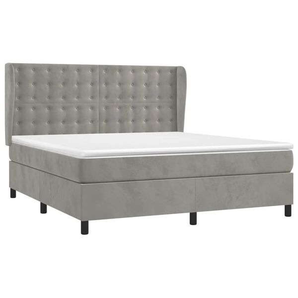 vidaXL Sommier &agrave; lattes de lit et matelas Gris clair 160x200cm Velours