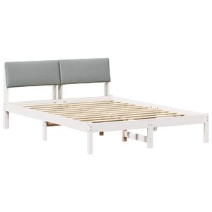 vidaXL Cadre de lit avec t&ecirc;te de lit Blanc et gris clair 160 x 200 cm