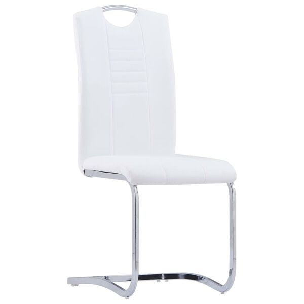 vidaXL Chaises &agrave; manger cantilever lot de 4 blanc similicuir