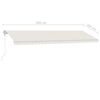 vidaXL Auvent automatique sur pied 600x300 cm Crème