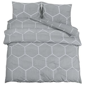 vidaXL Ensemble de housse de couette gris et blanc 200x200 cm coton