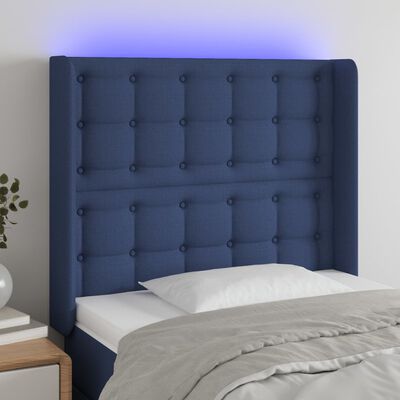 vidaXL Tête de lit à LED Bleu 83x16x118/128 cm Tissu