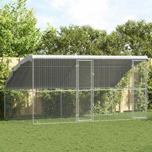 vidaXL Cage &agrave; poules 2 pcs Argent&eacute; 400 x 200 x 198,5 cm