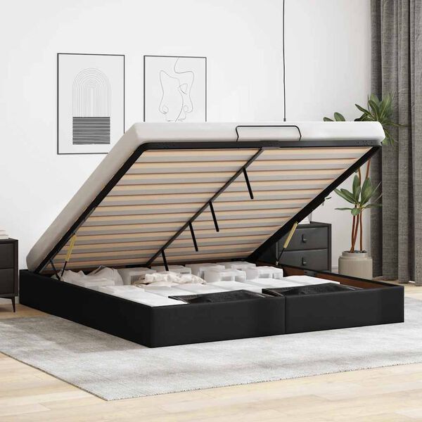 vidaXL Cadre de lit ottoman sans matelas noir 180x200 cm similicuir