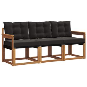vidaXL Ensemble de canap&eacute;s d'ext&eacute;rieur 3 pcs Naturel et Noir