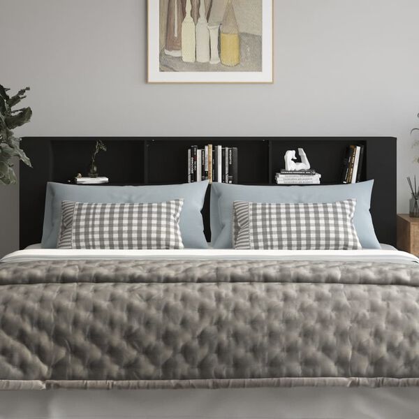 vidaXL Armoire de tête de lit Noir 220x18,5x104,5 cm