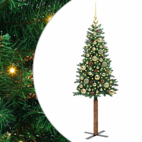 vidaXL Sapin de No&euml;l mince Vert 150 cm PVC et bois de pin massif
