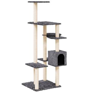 vidaXL Arbre &agrave; chat avec griffoirs en sisal Gris fonc&eacute; 142 cm