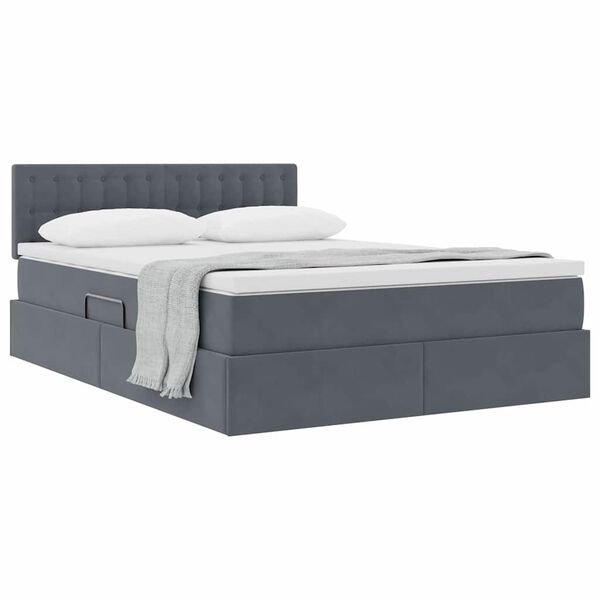 vidaXL Lit de Rangement avec matelas Gris foncé 140 x 200 cm Velours