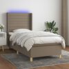 vidaXL Sommier &agrave; lattes de lit matelas et LED Taupe 80x200cm Tissu