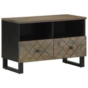 vidaXL Meuble TV noir 70x33x46 cm bois massif de manguier