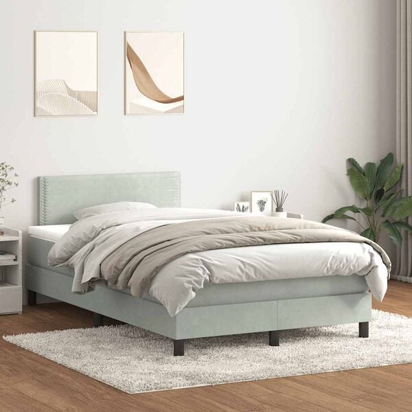 vidaXL Sommier à lattes de lit et matelas gris clair 120x210cm velours