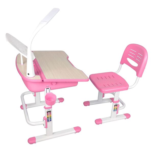 Vipack Bureau r&eacute;glable enfant Comfortline 301 et chaise Rose et blanc