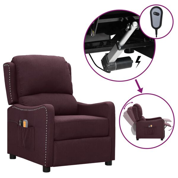 vidaXL Fauteuil &eacute;lectrique de massage Violet Tissu
