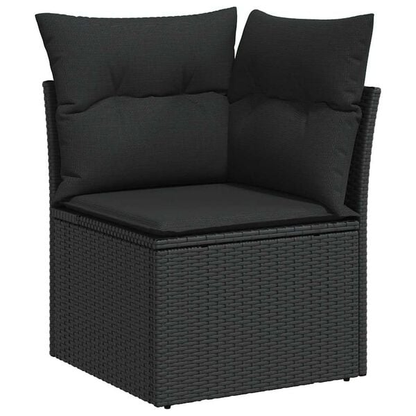 vidaXL Salon de jardin 9 pcs avec coussins noir r&eacute;sine tress&eacute;e