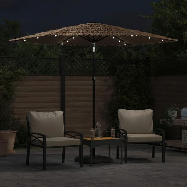 vidaXL Parasol de jardin avec LED et m&acirc;t en acier marron 268x268x226cm