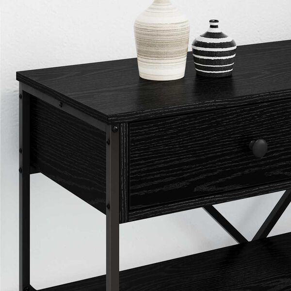 vidaXL Table console avec tiroir Ch&ecirc;ne noir 100 x 34,5 x 75 cm bois