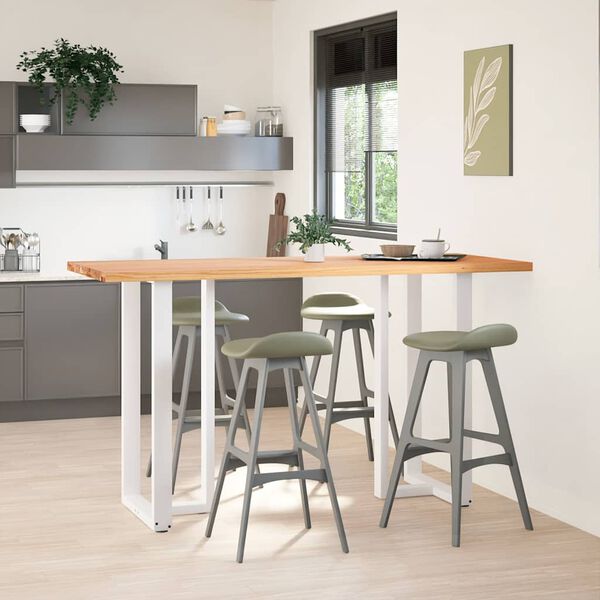 vidaXL Table de bar rectangulaire en bois massif de ch&ecirc;ne marron clair 200 x 80 x 112 cm