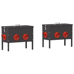 vidaXL Mangeoire pour poules 2 pcs Noir 41,5 x 20,5 x 33 cm