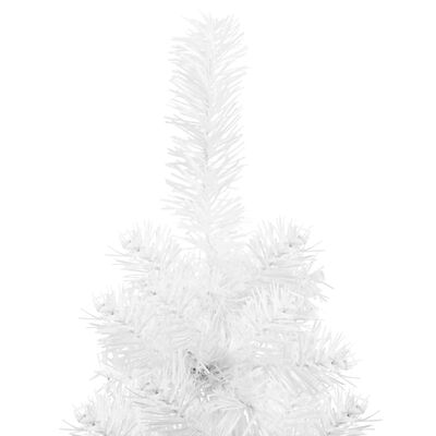 vidaXL Demi sapin de Noël artificiel mince avec support Blanc 180 cm