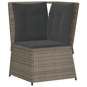 vidaXL Canap&eacute; d'angle de jardin avec coussins gris r&eacute;sine tress&eacute;e
