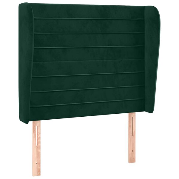 vidaXL T&ecirc;te de lit avec oreilles Vert fonc&eacute; 93x23x118/128 cm Velours