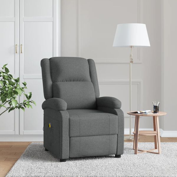vidaXL Fauteuil de massage Gris fonc&eacute; Tissu