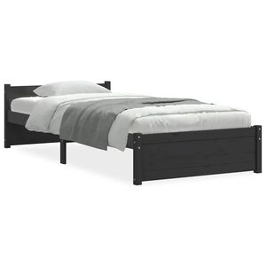 vidaXL Cadre de lit sans matelas noir bois massif 90x200 cm