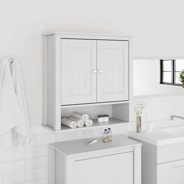 vidaXL Armoire murale de salle de bain BERG blanc bois massif