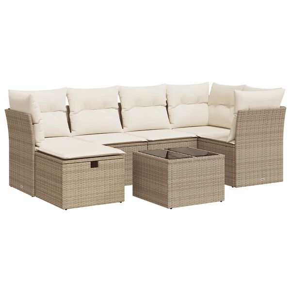 vidaXL Salon de jardin avec coussins 6 pcs beige r&eacute;sine tress&eacute;e