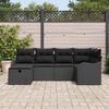 vidaXL Ensemble de canapé de jardin avec coussin 6 pcs Noir Poly rotin