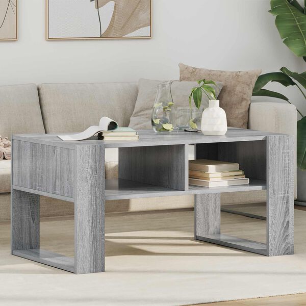 vidaXL Table basse Gris Sonoma 92 x 53 x 45 cm Bois d'ing&eacute;nierie