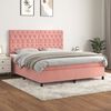 vidaXL Sommier &agrave; lattes de lit avec matelas Rose 160x200 cm Velours