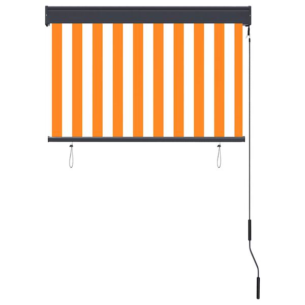 vidaXL Store roulant d'ext&eacute;rieur 100x250 cm Blanc et orange