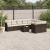 vidaXL Salon de jardin 10 pcs avec coussins marron r&eacute;sine tress&eacute;e