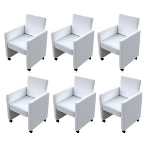 vidaXL Chaises &agrave; manger lot de 6 blanc similicuir
