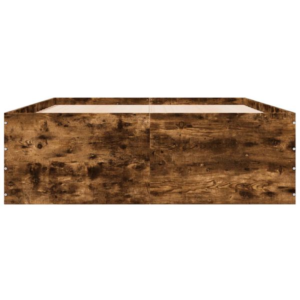 vidaXL Cadre de lit sans matelas ch&ecirc;ne fum&eacute; 135x190 cm