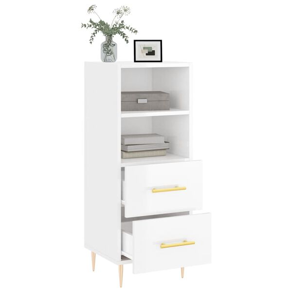 vidaXL Buffet Blanc brillant 34,5x34x90 cm Bois d'ingénierie