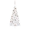 vidaXL Demi-arbre de No&euml;l artificiel pr&eacute;-&eacute;clair&eacute; et boules blanc 240cm