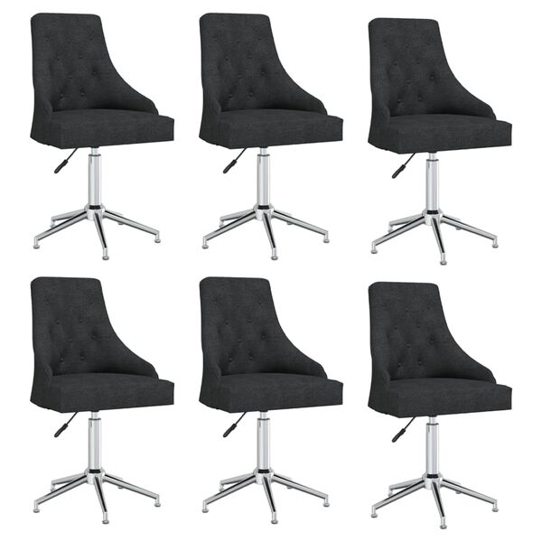 vidaXL Chaises pivotantes &agrave; manger lot de 6 Noir Tissu