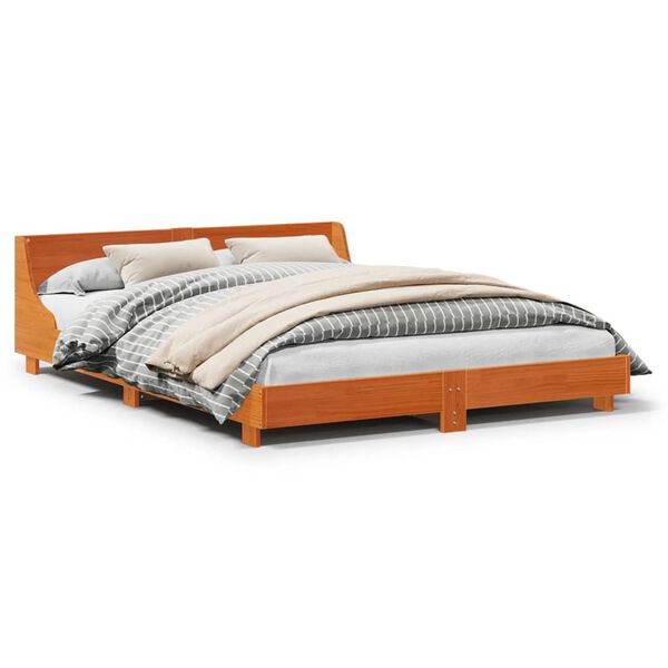 vidaXL Cadre de lit sans matelas cire marron 140x190cm bois pin massif