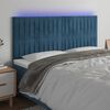 vidaXL T&ecirc;te de lit &agrave; LED Bleu fonc&eacute; 160x5x118/128 cm Velours